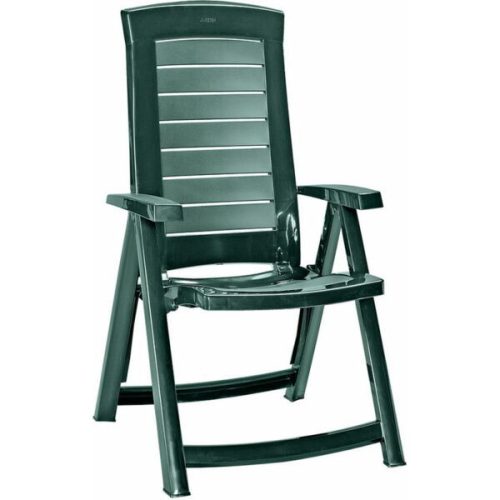Aruba dönthető műanyag kerti szék, sötétzöld színű