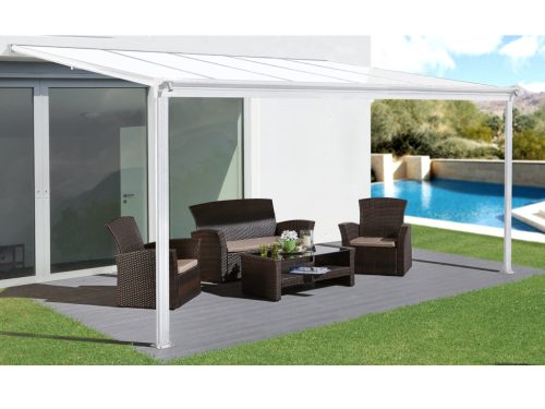 alumínium pergola LANITPLAST WALL 33 fehér + clear PC LG2085