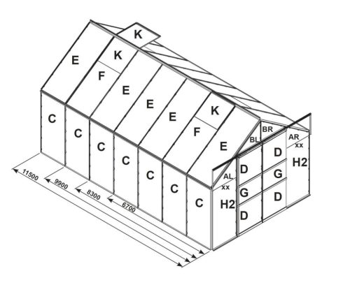 tartalék üveg az üvegházhoz VITAVIA URANUS 9900 PC 6 mm LG2542