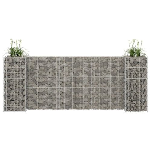 H alakú acéldrót virágtartó gabion 260 x 40 x 100 cm