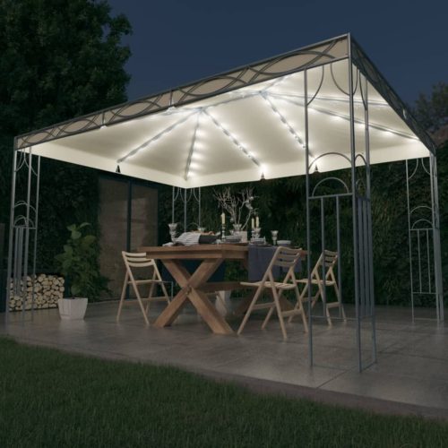 Krémszínű pavilon LED fényfüzérrel 400 x 300 cm