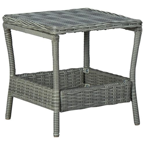 Világosszürke polyrattan kerti asztal 45 x 45 x 46,5 cm