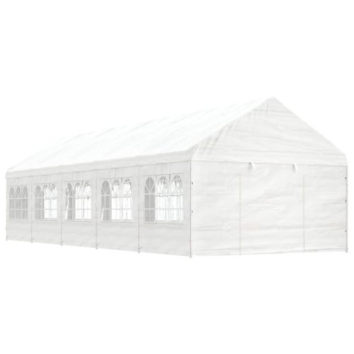 Fehér polietilén pavilon tetővel 11,15 x 4,08 x 3,22 m