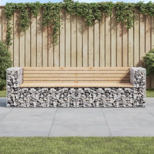 Tömör fenyőfa gabion kerti pad 244x71x65,5 cm