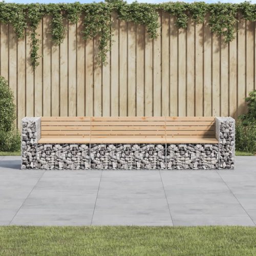 Tömör fenyőfa gabion kerti pad 287x71x65,5 cm