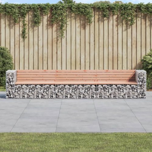 Tömör duglászfenyő gabion kerti pad 347x71x65,5 cm