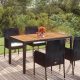 Fekete polyrattan falapos kerti asztal 150 x 90 x 75 cm