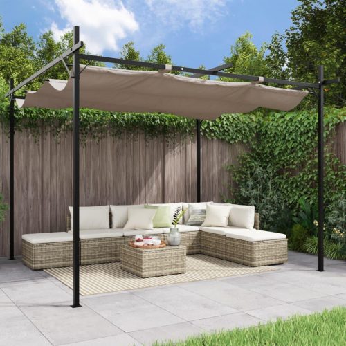 tópszínű pergola behúzható tetővel 295 x 292 x 230 cm