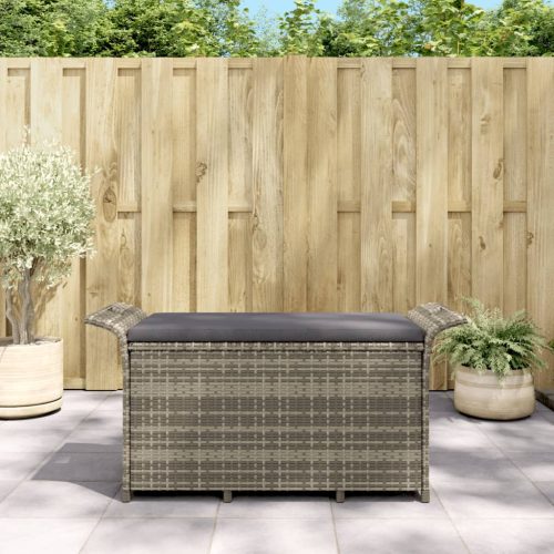 Barna polyrattan kerti pad párnával 116 x 46 x 57 cm