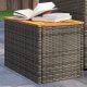 2 db szürke polyrattan és tömör fa kerti kisasztal 55x34x37 cm