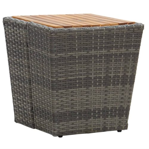 Szürke polyrattan és tömör akácfa teázóasztal 41,5x41,5x43 cm