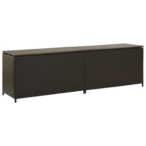 Barna kerti polyrattan tárolóláda 200 x 50 x 60 cm