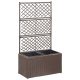 Barna rácsos polyrattan magaságyás 2 kaspóval 58 x 30 x 107 cm