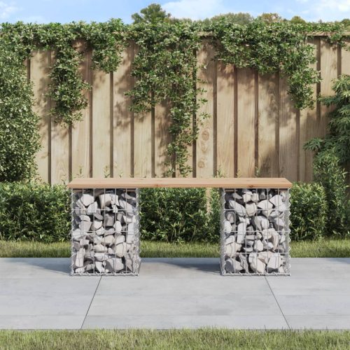 Tömör fenyőfa gabion kerti pad 103x31x42 cm