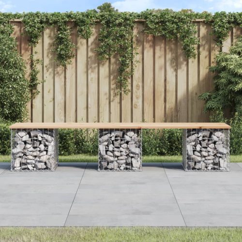 Tömör fenyőfa gabion kerti pad 203x44x42 cm