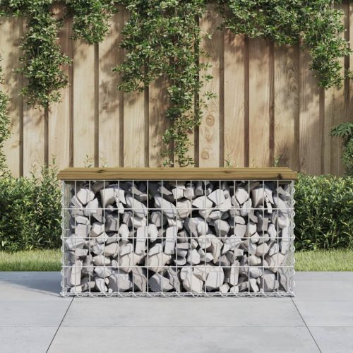 Impregnált fenyőfa gabion kerti pad 83 x 31,5 x 42 cm