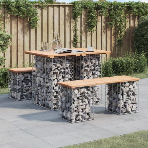 Tömör fenyőfa gabion kerti pad 100x70x72 cm