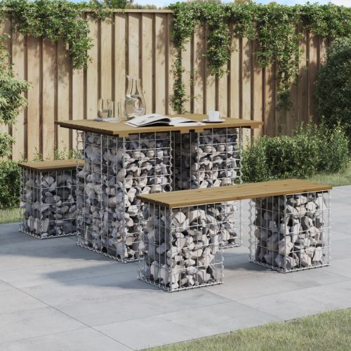 Impregnált fenyőfa gabion kerti pad 100 x 70 x 72 cm