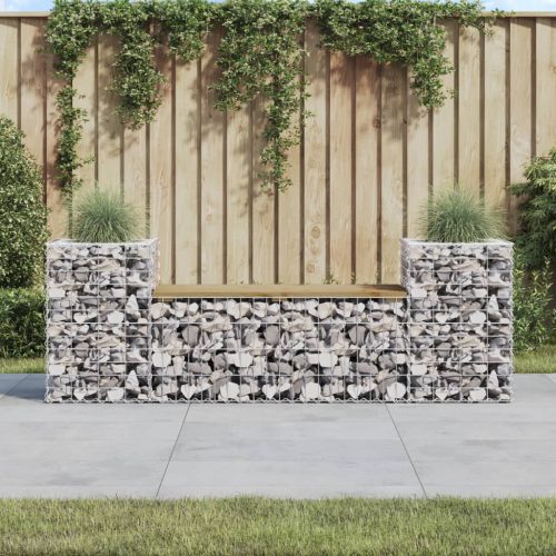 Tömör impregnált fenyőfa gabion kerti pad 183x41x60,5 cm